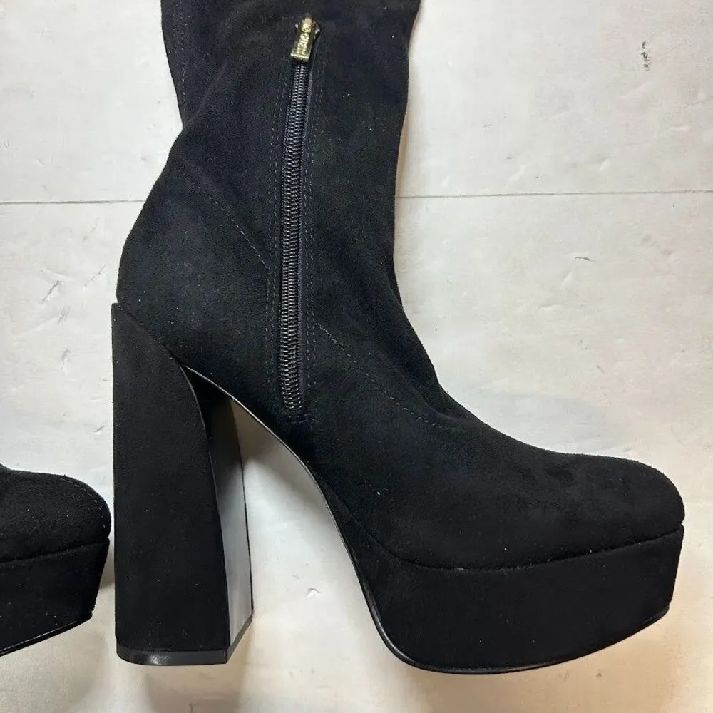 GUESS Womens 6 M Black Cristy High Heel Over The Knee Platform Boots DISPLAY QW5